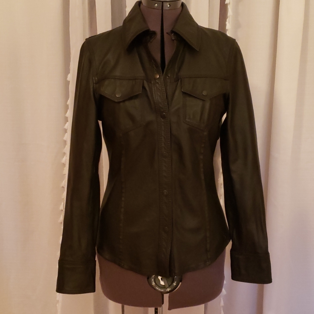 Rezrekshn leather snap front shirt - size small